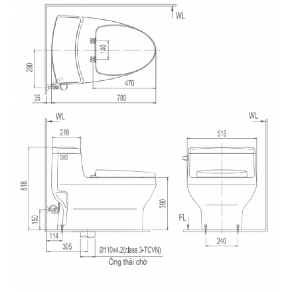 Bồn Cầu Nắp Điện Tử INAX AC-4005/CW-KB22AVN