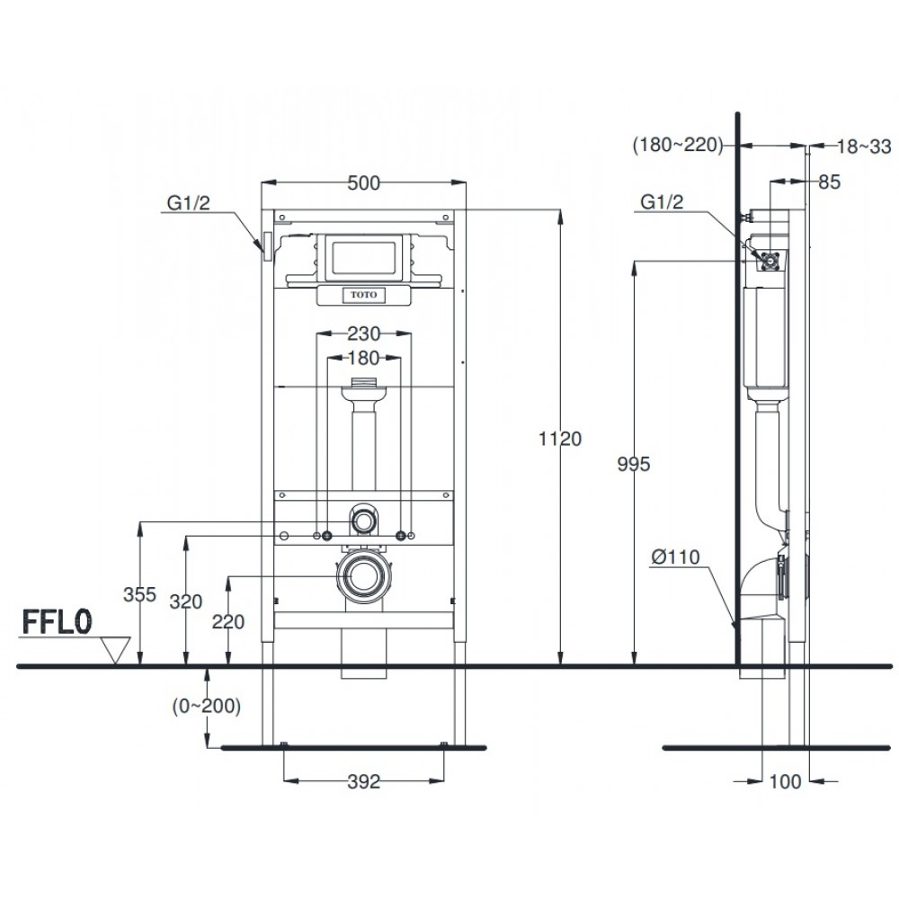 Két Nước Và Khung Âm Tường TOTO WH045D