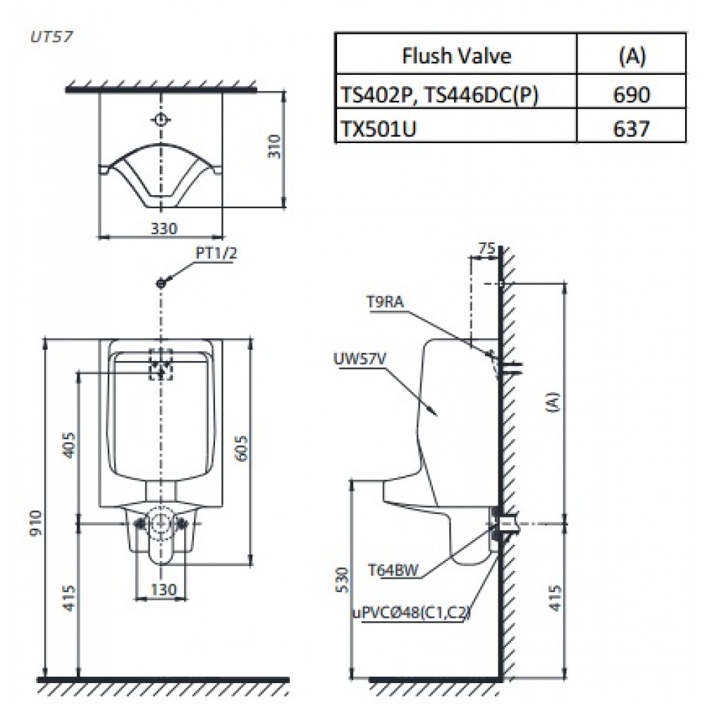Bồn Tiểu Nam TOTO UT57S Treo Tường