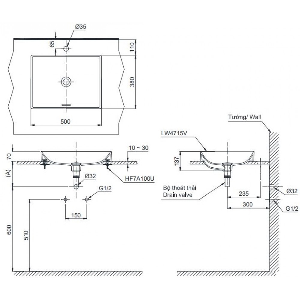 Chậu Rửa Mặt Lavabo TOTO LT4715MTG17