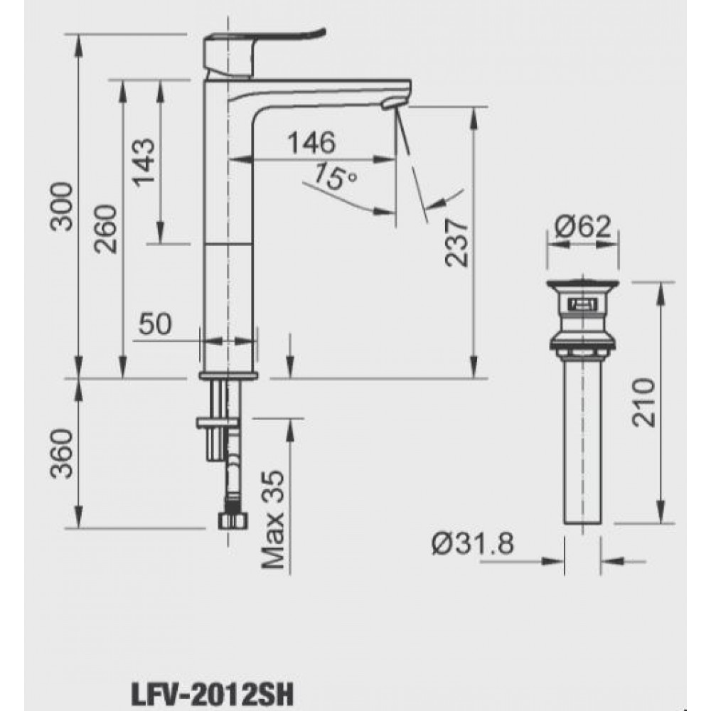 Vòi Lavabo Inax LFV2012SH Cổ Cao