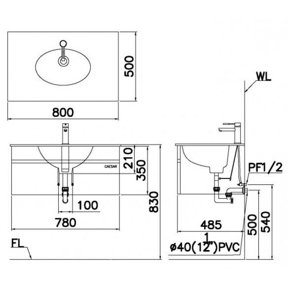 Bộ tủ chậu Lavabo Caesar LF5026/EH05026DDV