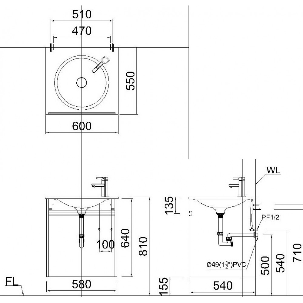 Bộ Tủ chậu Lavabo Caesar LF5038/EH05038AV