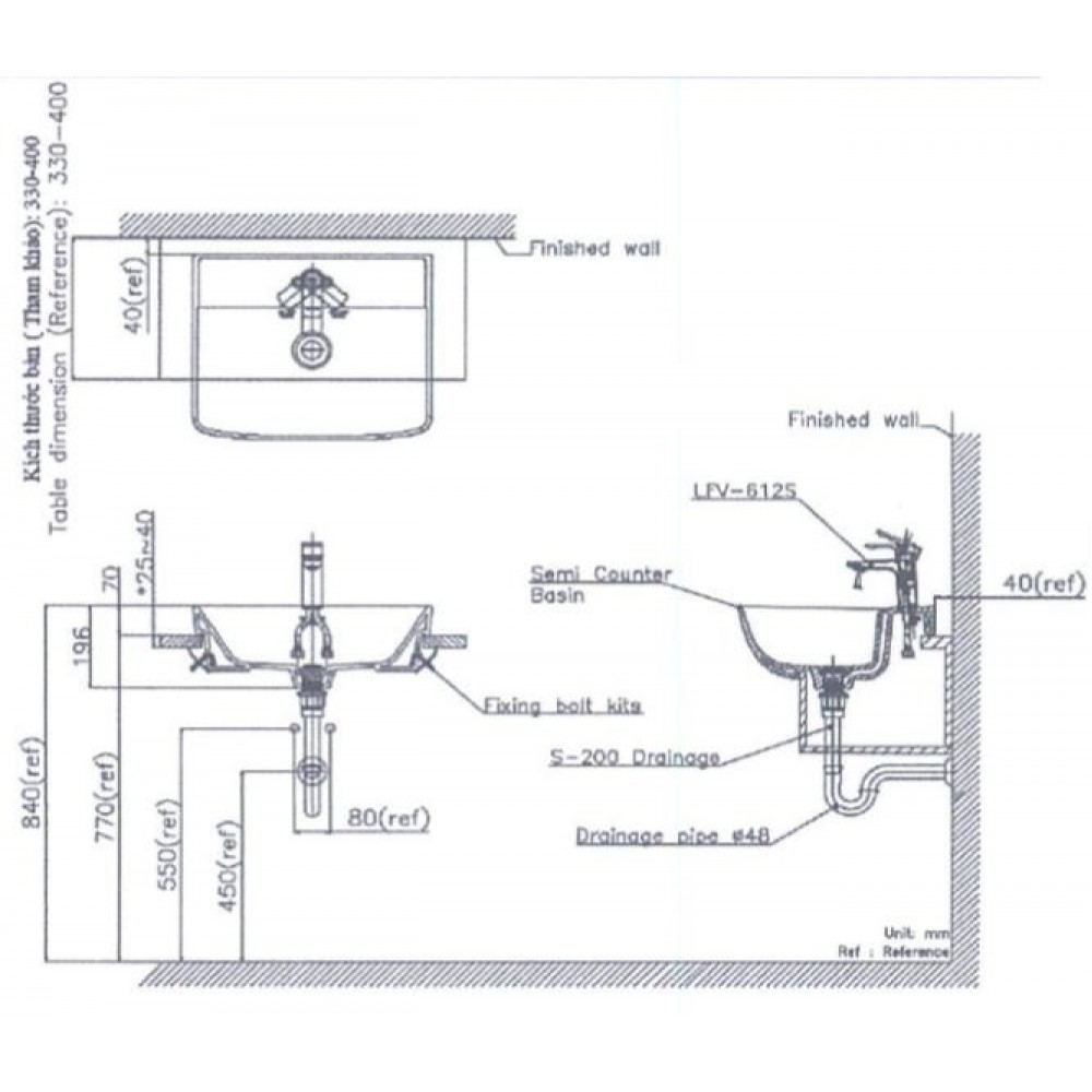 Inax L345V Chậu Lavabo bán âm