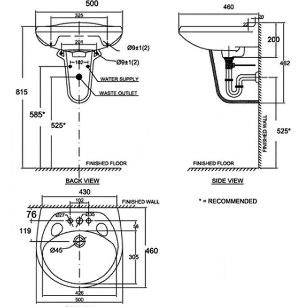 Chậu lavabo American Standard VF0969/VF0912