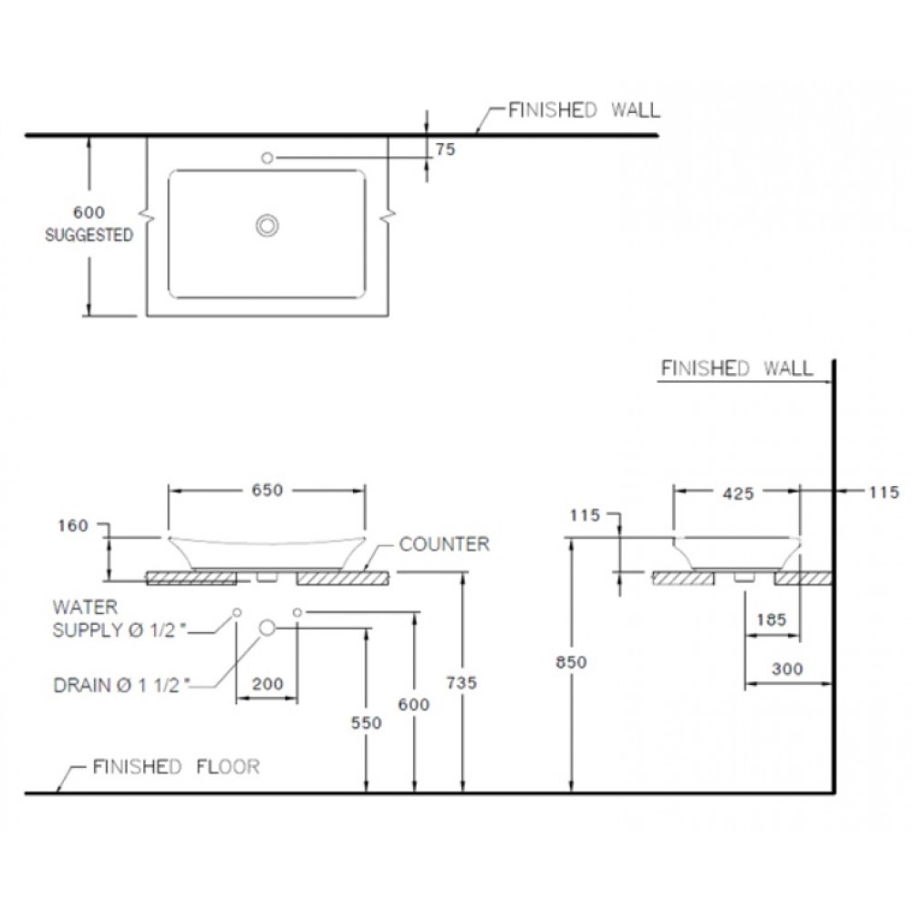 Chậu Lavabo COTTO C0911(MBK) đặt bàn đen