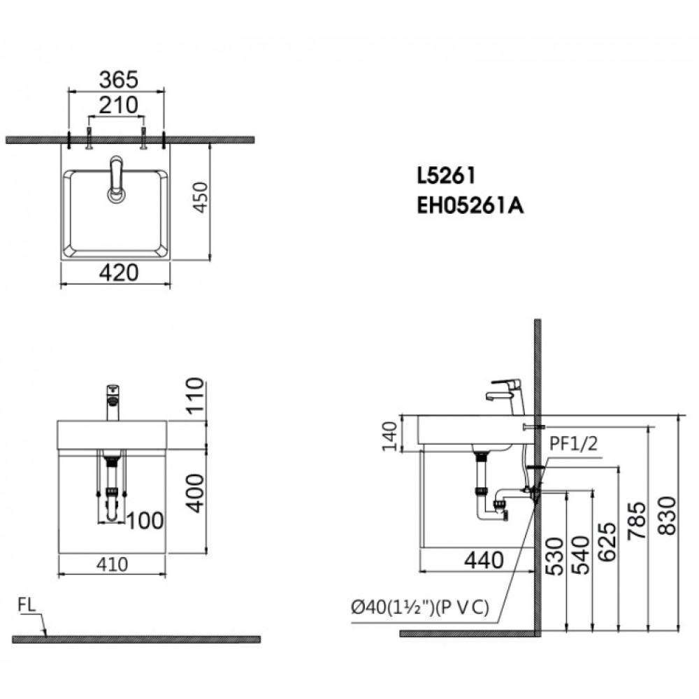 Bộ Tủ Lavabo Caesar L5261/EH05261A