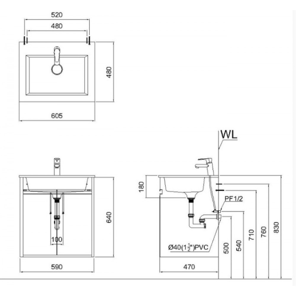 Bộ tủ chậu Lavabo Caesar LF5017/EH05017AV