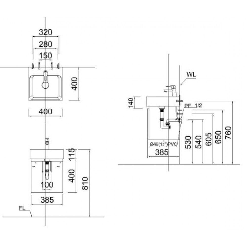 Bộ Tủ Lavabo Caesar LF5257/EH05257A