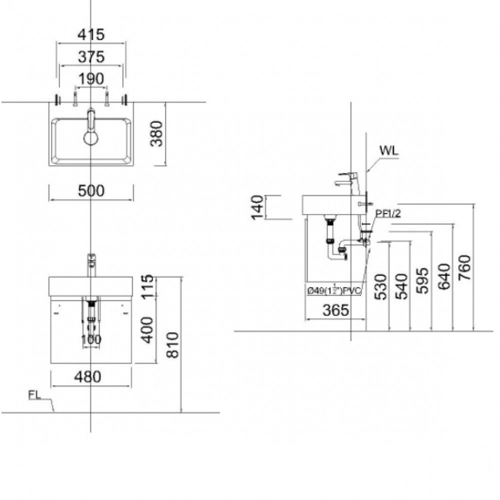 Bộ Tủ Lavabo Caesar LF5259/EH05259AW