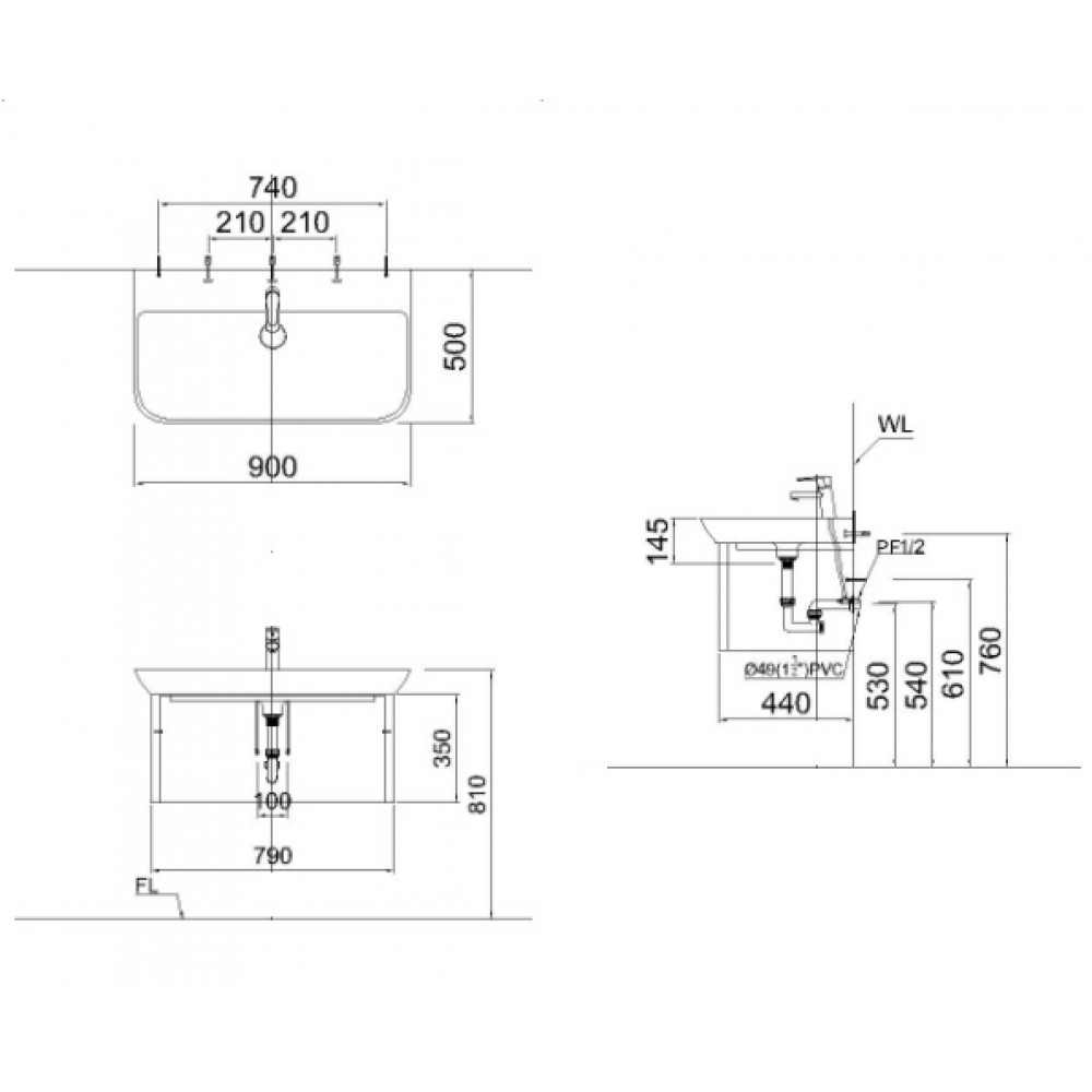 Bộ tủ chậu Lavabo Caesar LF5376/EH05376A