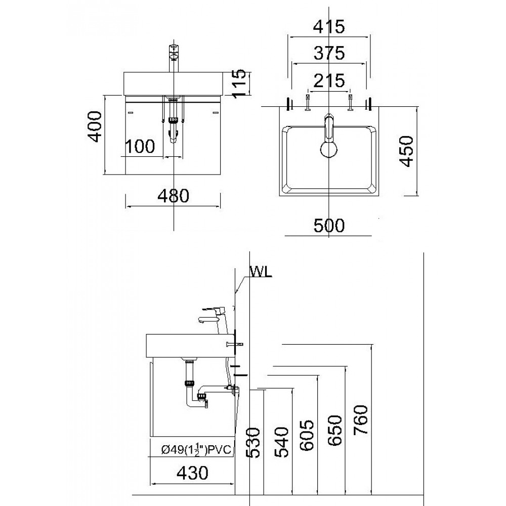 Bộ tủ chậu Lavabo Caesar LF5253/EH05253AW