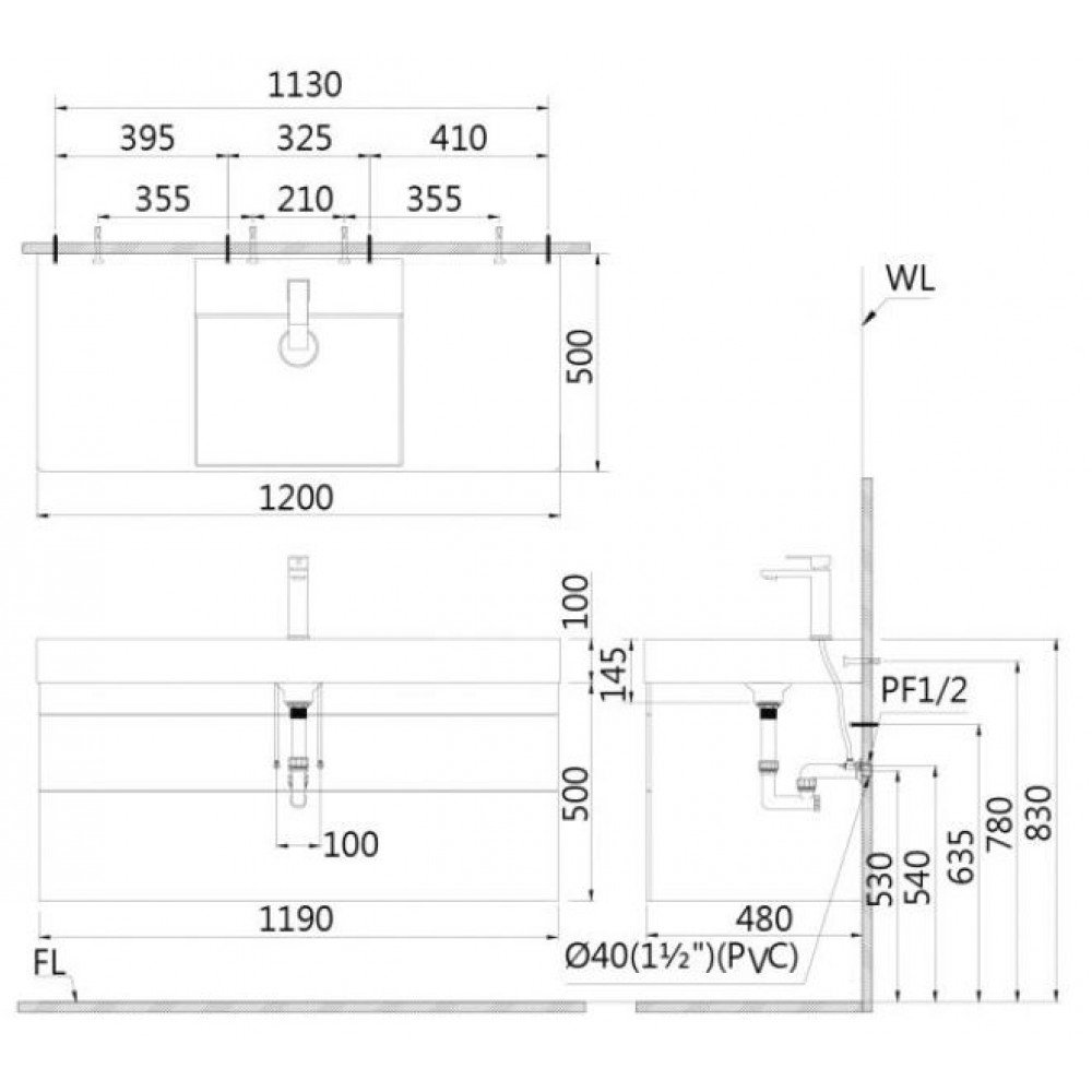 Bộ tủ chậu Lavabo Caesar LF5388/EH05388DW