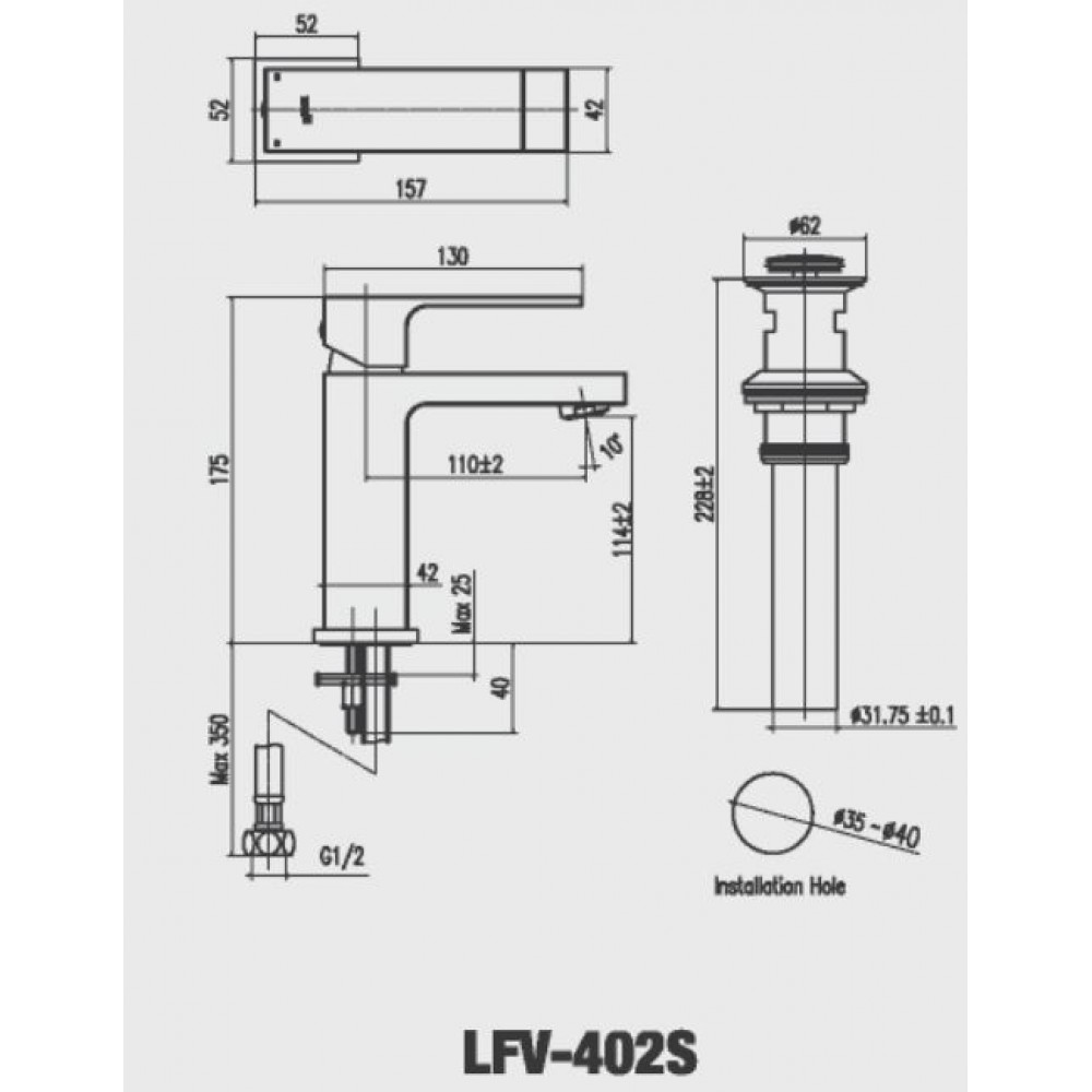 Vòi Chậu Lavabo Inax LFV402S Nóng Lạnh