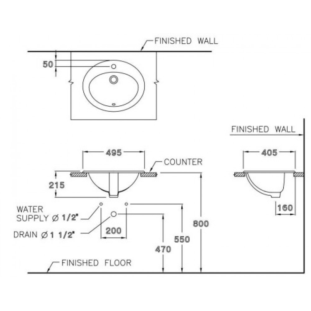 Chậu Lavabo COTTO C029 Dương Vành
